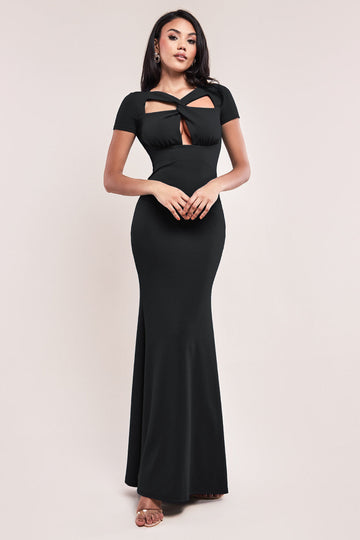Scuba Crepe Twist Cutout Maxi Dress Goddiva